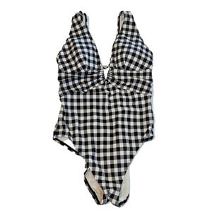 Adore Me Black White Gingham Andria Contour Plus One Piece Swimsuit Plus 0x